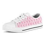 Pink Polka Dot Flamingo Pattern Print White Low Top Shoes