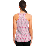 Pink Polka Dot Flamingo Pattern Print Women's Racerback Tank Top