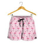 Pink Polka Dot Flamingo Pattern Print Women's Shorts