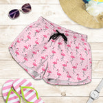 Pink Polka Dot Flamingo Pattern Print Women's Shorts