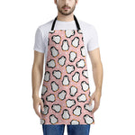 Pink Polka Dot Penguin Pattern Print Apron