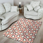 Pink Polka Dot Penguin Pattern Print Area Rug