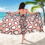 Pink Polka Dot Penguin Pattern Print Beach Sarong Wrap