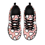 Pink Polka Dot Penguin Pattern Print Black Sneakers