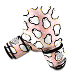 Pink Polka Dot Penguin Pattern Print Boxing Gloves