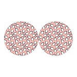 Pink Polka Dot Penguin Pattern Print Car Coasters