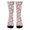 Pink Polka Dot Penguin Pattern Print Crew Socks