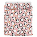 Pink Polka Dot Penguin Pattern Print Duvet Cover Bedding Set