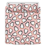 Pink Polka Dot Penguin Pattern Print Duvet Cover Bedding Set