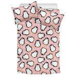 Pink Polka Dot Penguin Pattern Print Duvet Cover Bedding Set