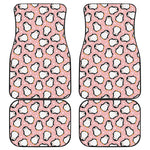 Pink Polka Dot Penguin Pattern Print Front and Back Car Floor Mats
