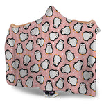 Pink Polka Dot Penguin Pattern Print Hooded Blanket