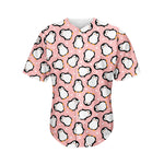 Pink Polka Dot Penguin Pattern Print Men's Baseball Jersey
