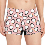 Pink Polka Dot Penguin Pattern Print Men's Boxer Briefs