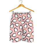 Pink Polka Dot Penguin Pattern Print Men's Shorts