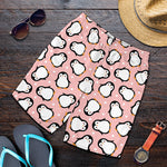Pink Polka Dot Penguin Pattern Print Men's Shorts
