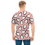 Pink Polka Dot Penguin Pattern Print Men's T-Shirt