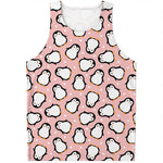 Pink Polka Dot Penguin Pattern Print Men's Tank Top