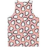 Pink Polka Dot Penguin Pattern Print Men's Tank Top