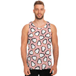 Pink Polka Dot Penguin Pattern Print Men's Tank Top
