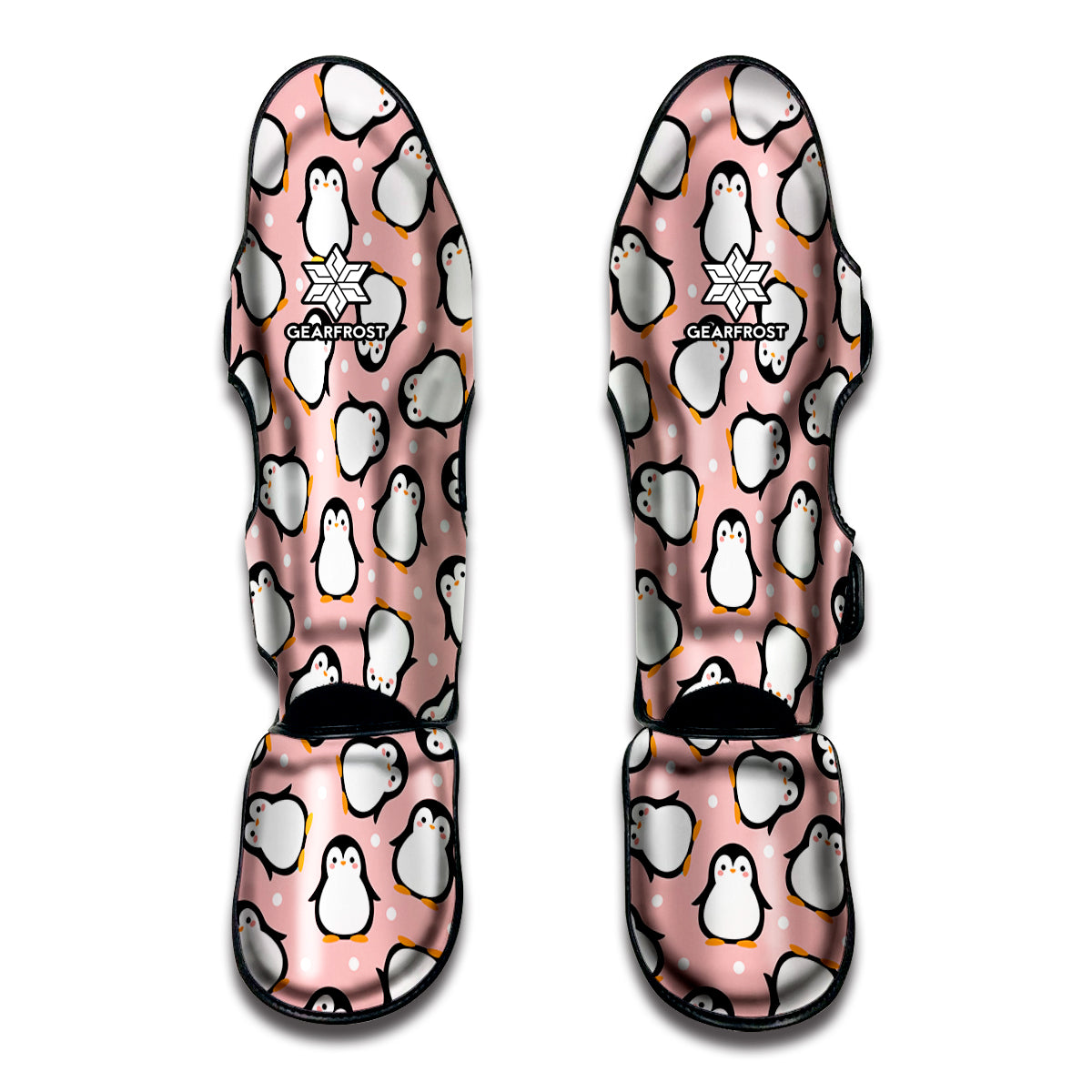 Pink Polka Dot Penguin Pattern Print Muay Thai Shin Guard
