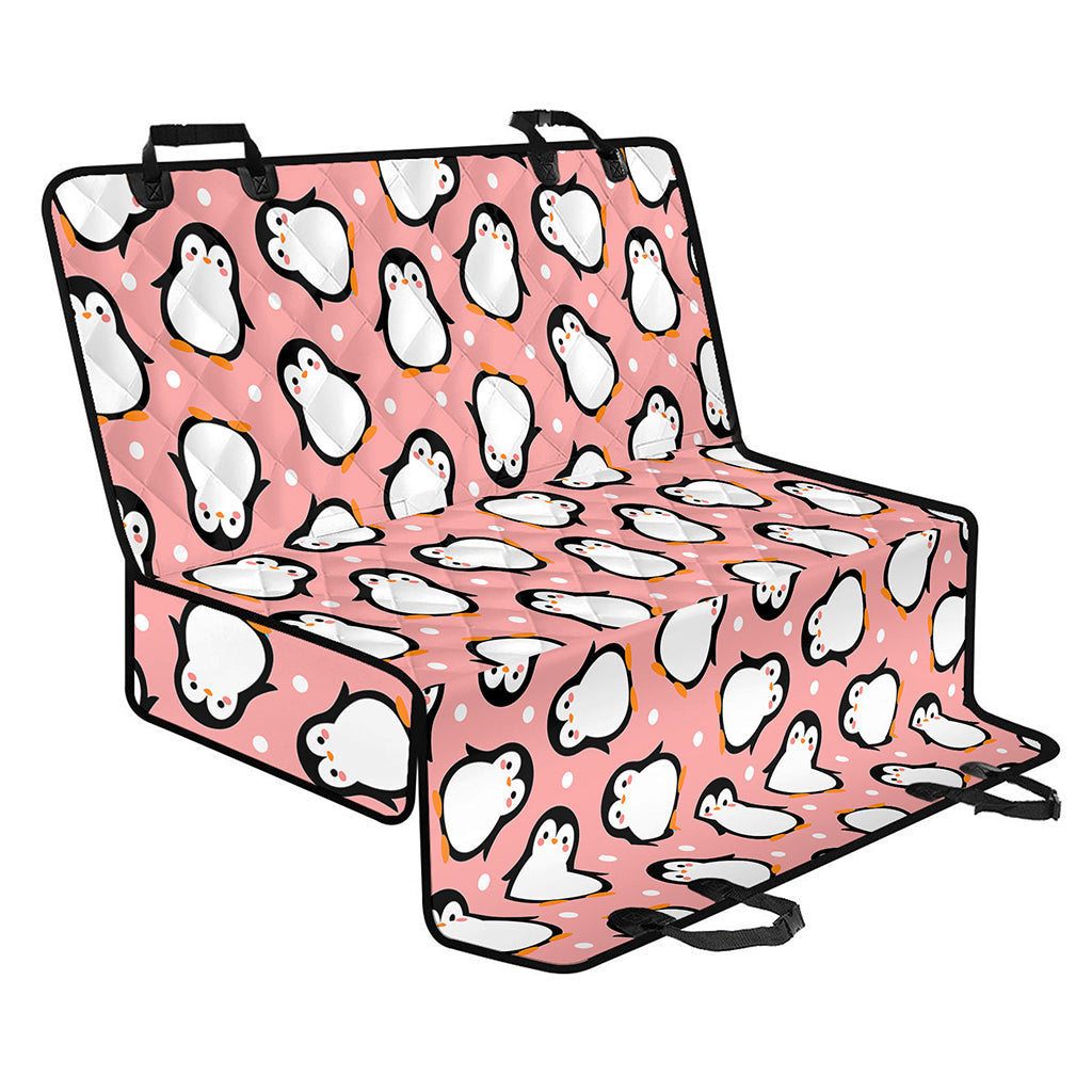 Pink Polka Dot Penguin Pattern Print Pet Car Back Seat Cover