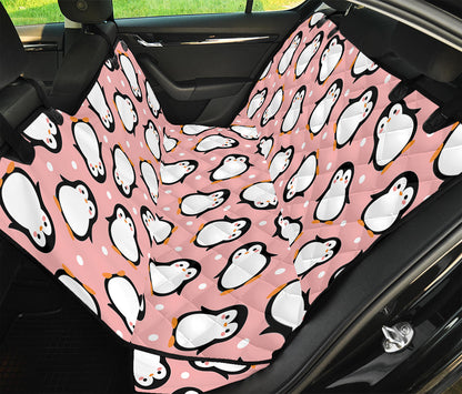 Pink Polka Dot Penguin Pattern Print Pet Car Back Seat Cover