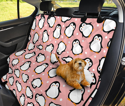 Pink Polka Dot Penguin Pattern Print Pet Car Back Seat Cover
