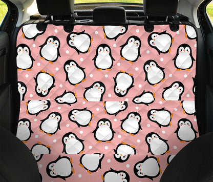 Pink Polka Dot Penguin Pattern Print Pet Car Back Seat Cover