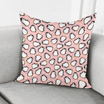 Pink Polka Dot Penguin Pattern Print Pillow Cover