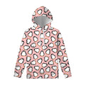 Pink Polka Dot Penguin Pattern Print Pullover Hoodie