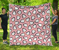 Pink Polka Dot Penguin Pattern Print Quilt