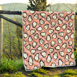 Pink Polka Dot Penguin Pattern Print Quilt