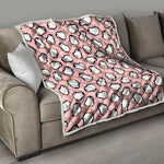 Pink Polka Dot Penguin Pattern Print Quilt