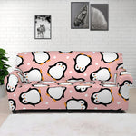 Pink Polka Dot Penguin Pattern Print Sofa Cover