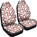 Pink Polka Dot Penguin Pattern Print Universal Fit Car Seat Covers