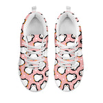 Pink Polka Dot Penguin Pattern Print White Sneakers