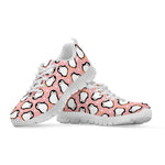 Pink Polka Dot Penguin Pattern Print White Sneakers