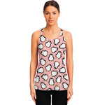 Pink Polka Dot Penguin Pattern Print Women's Racerback Tank Top