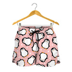 Pink Polka Dot Penguin Pattern Print Women's Shorts