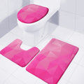 Pink Polygonal Geometric Print 3 Piece Bath Mat Set