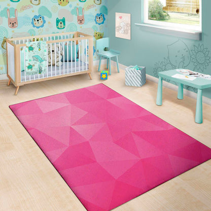 Pink Polygonal Geometric Print Area Rug