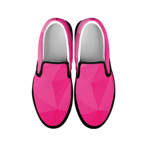 Pink Polygonal Geometric Print Black Slip On Shoes