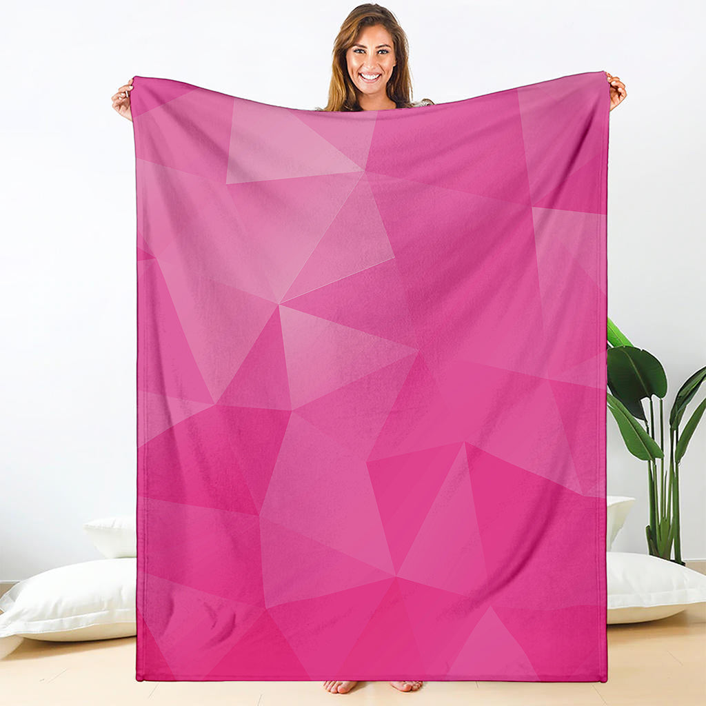 Pink Polygonal Geometric Print Blanket