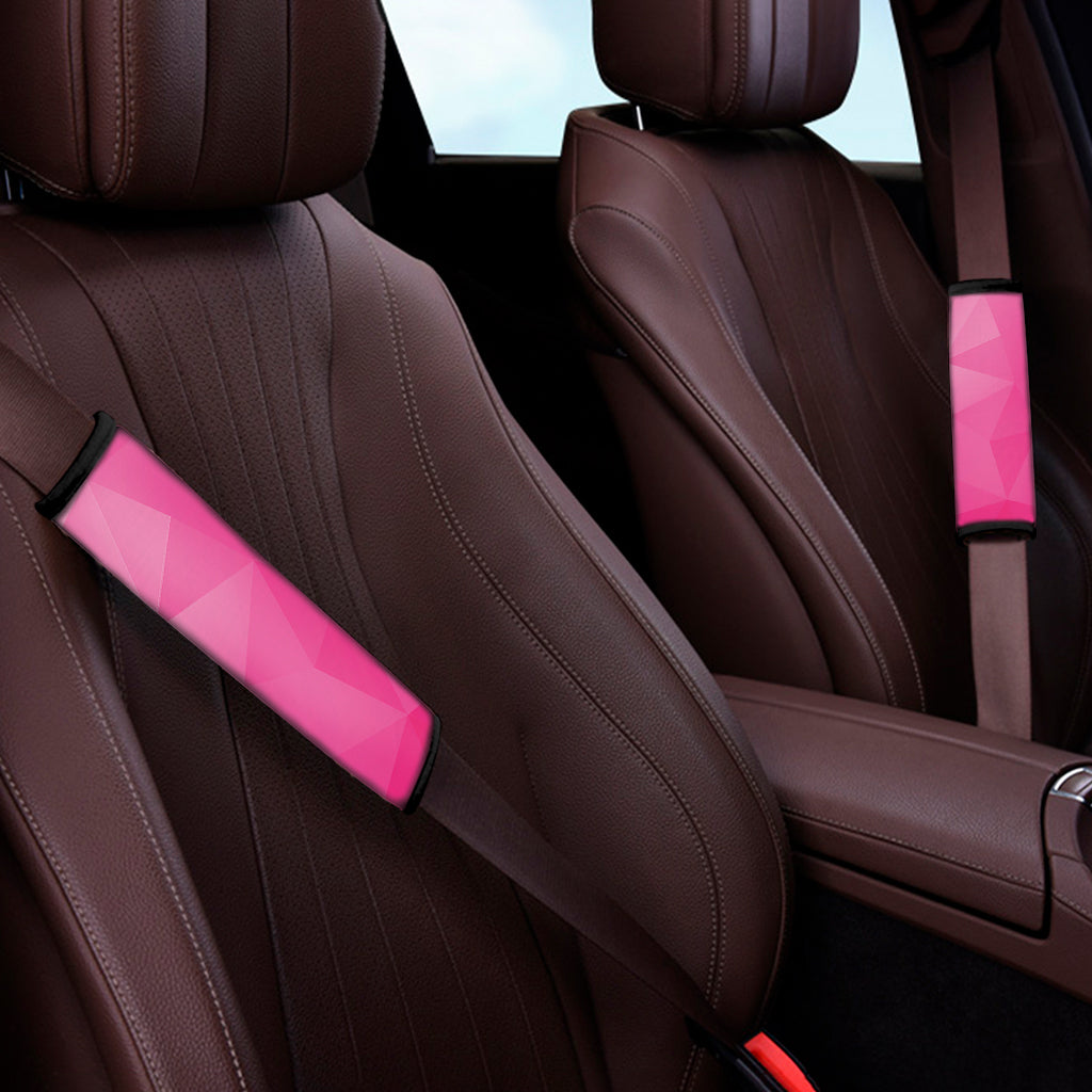Pink Polygonal Geometric Print Car Seat Belt Covers