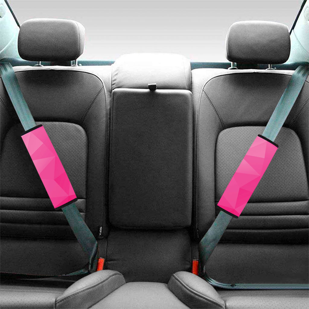 Pink Polygonal Geometric Print Car Seat Belt Covers