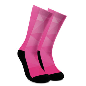 Pink Polygonal Geometric Print Crew Socks