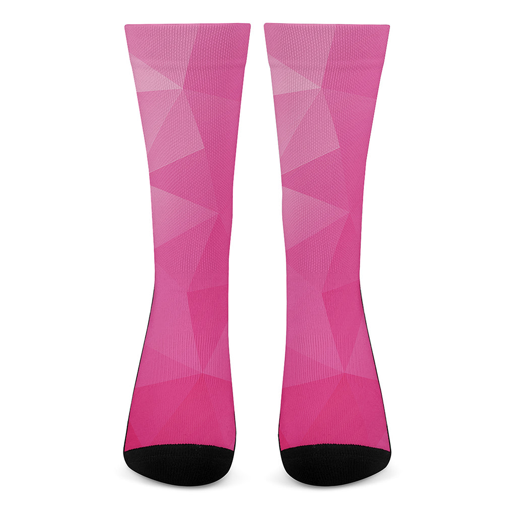 Pink Polygonal Geometric Print Crew Socks