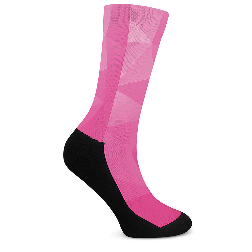 Pink Polygonal Geometric Print Crew Socks