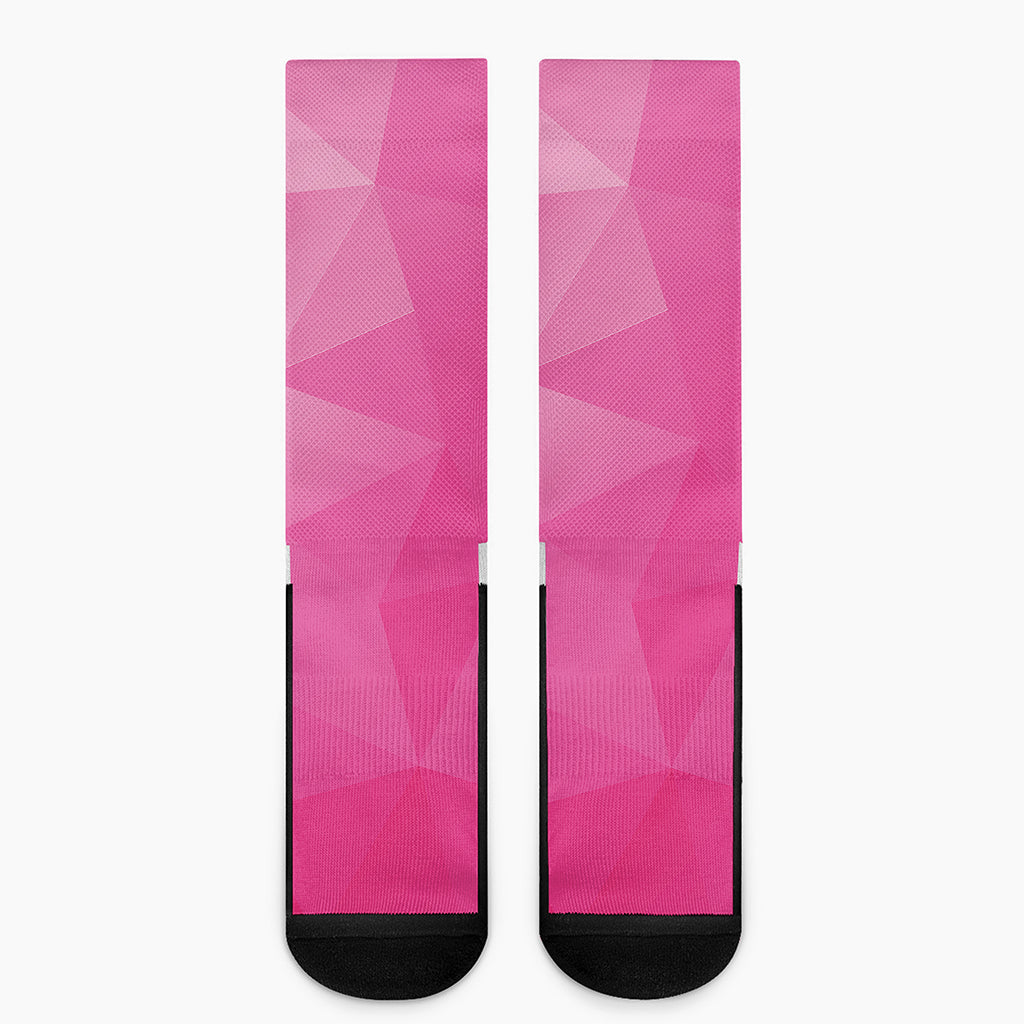 Pink Polygonal Geometric Print Crew Socks